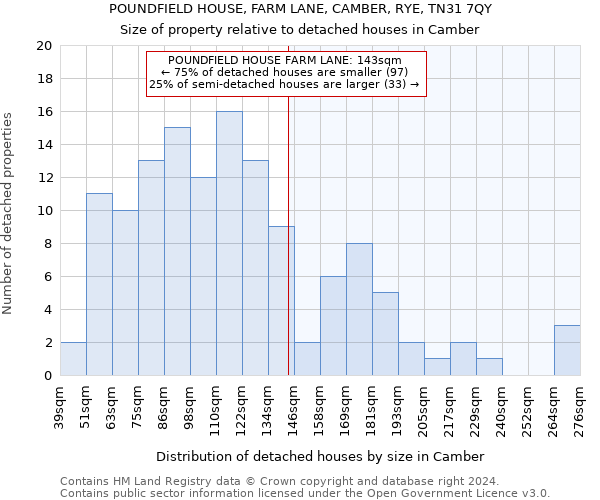 POUNDFIELD HOUSE, FARM LANE, CAMBER, RYE, TN31 7QY: Size of property relative to detached houses in Camber