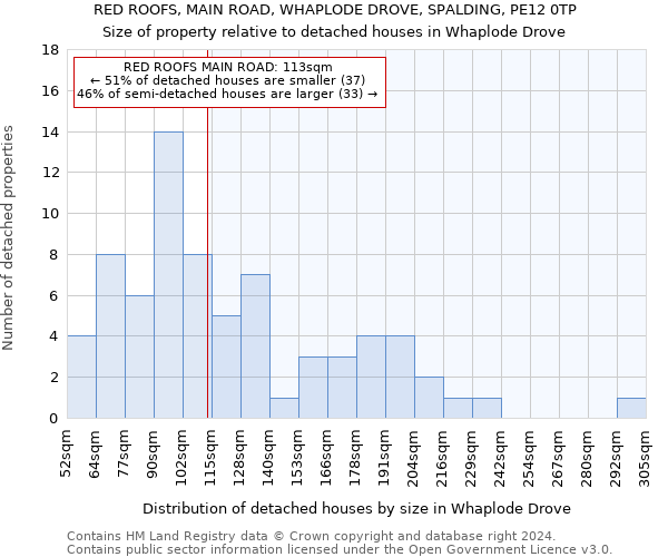 RED ROOFS, MAIN ROAD, WHAPLODE DROVE, SPALDING, PE12 0TP: Size of property relative to detached houses in Whaplode Drove