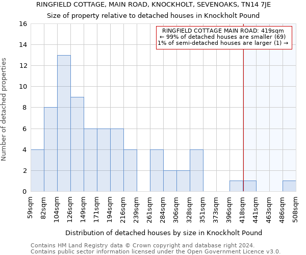RINGFIELD COTTAGE, MAIN ROAD, KNOCKHOLT, SEVENOAKS, TN14 7JE: Size of property relative to detached houses in Knockholt Pound