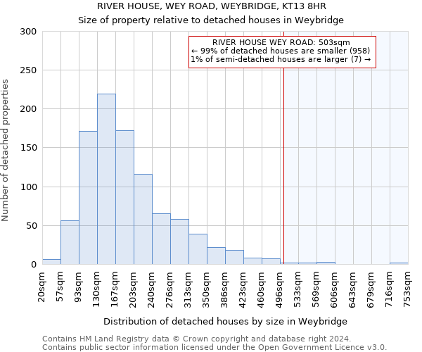 RIVER HOUSE, WEY ROAD, WEYBRIDGE, KT13 8HR: Size of property relative to detached houses in Weybridge