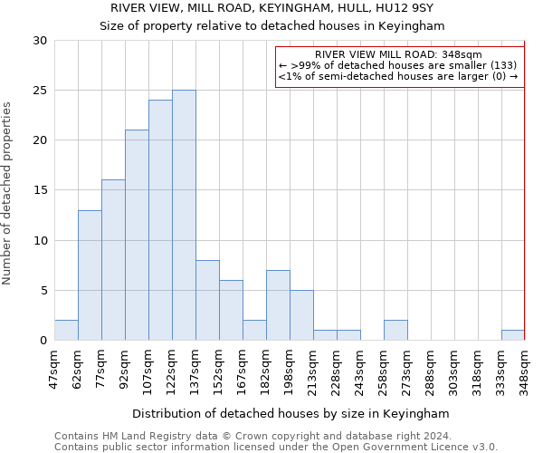 RIVER VIEW, MILL ROAD, KEYINGHAM, HULL, HU12 9SY: Size of property relative to detached houses in Keyingham