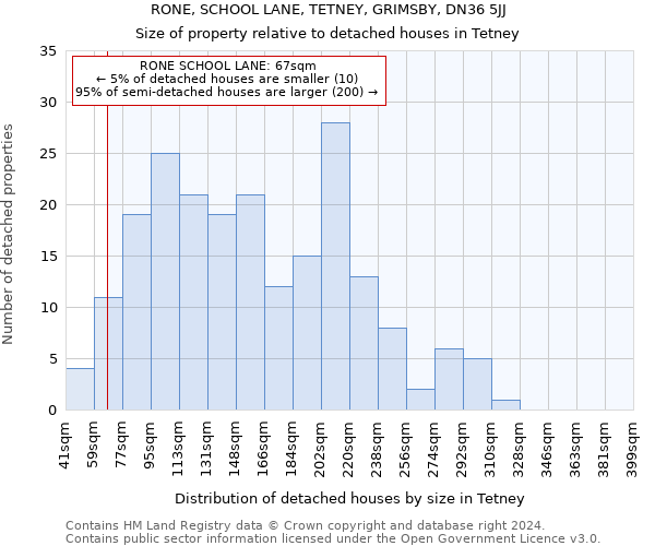 RONE, SCHOOL LANE, TETNEY, GRIMSBY, DN36 5JJ: Size of property relative to detached houses in Tetney
