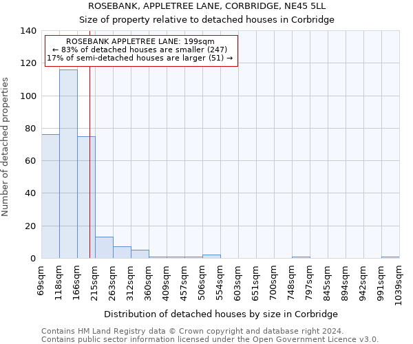 ROSEBANK, APPLETREE LANE, CORBRIDGE, NE45 5LL: Size of property relative to detached houses in Corbridge