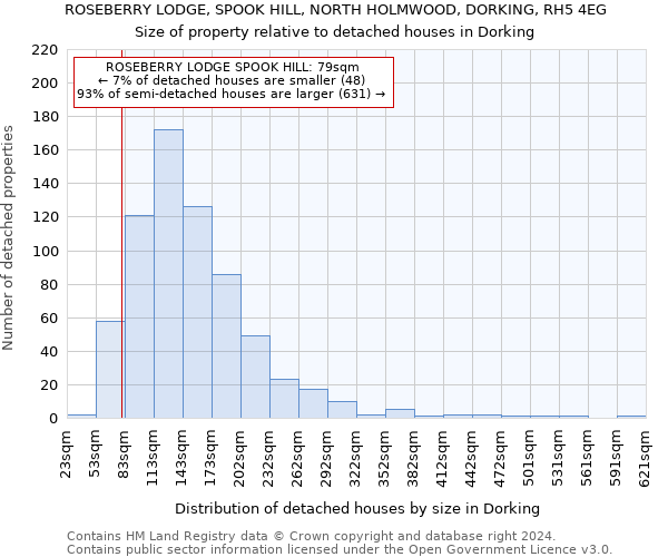 ROSEBERRY LODGE, SPOOK HILL, NORTH HOLMWOOD, DORKING, RH5 4EG: Size of property relative to detached houses in Dorking