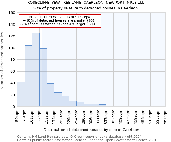 ROSECLIFFE, YEW TREE LANE, CAERLEON, NEWPORT, NP18 1LL: Size of property relative to detached houses in Caerleon