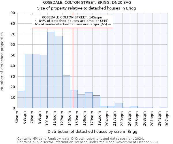 ROSEDALE, COLTON STREET, BRIGG, DN20 8AG: Size of property relative to detached houses in Brigg