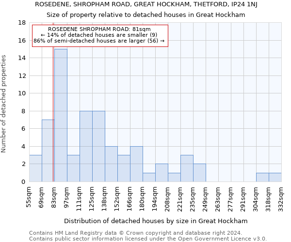 ROSEDENE, SHROPHAM ROAD, GREAT HOCKHAM, THETFORD, IP24 1NJ: Size of property relative to detached houses in Great Hockham