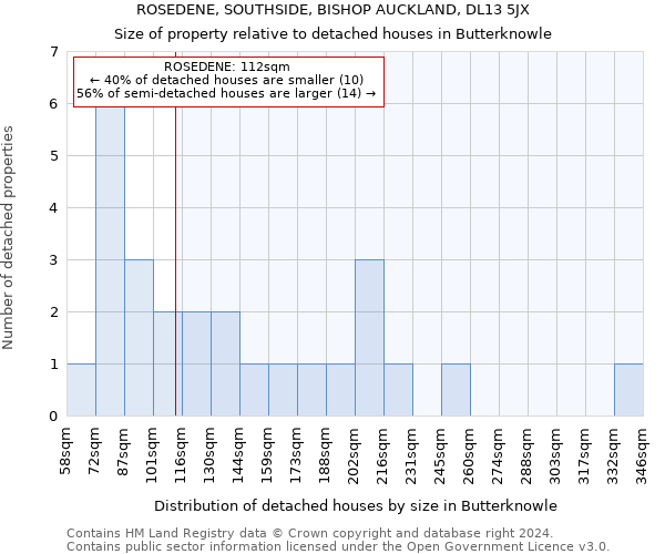 ROSEDENE, SOUTHSIDE, BISHOP AUCKLAND, DL13 5JX: Size of property relative to detached houses in Butterknowle
