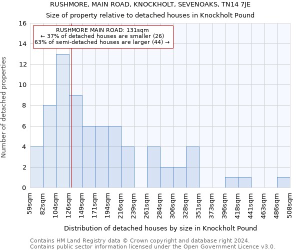 RUSHMORE, MAIN ROAD, KNOCKHOLT, SEVENOAKS, TN14 7JE: Size of property relative to detached houses in Knockholt Pound