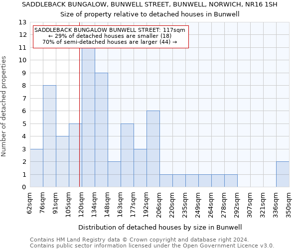 SADDLEBACK BUNGALOW, BUNWELL STREET, BUNWELL, NORWICH, NR16 1SH: Size of property relative to detached houses in Bunwell