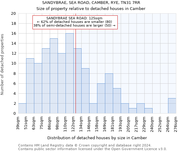 SANDYBRAE, SEA ROAD, CAMBER, RYE, TN31 7RR: Size of property relative to detached houses in Camber