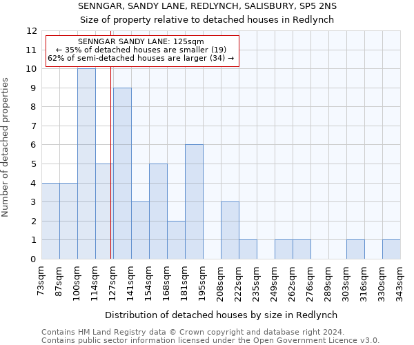 SENNGAR, SANDY LANE, REDLYNCH, SALISBURY, SP5 2NS: Size of property relative to detached houses in Redlynch