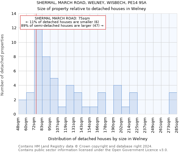 SHERMAL, MARCH ROAD, WELNEY, WISBECH, PE14 9SA: Size of property relative to detached houses in Welney
