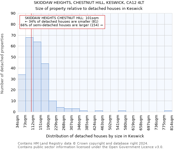 SKIDDAW HEIGHTS, CHESTNUT HILL, KESWICK, CA12 4LT: Size of property relative to detached houses in Keswick