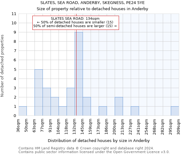 SLATES, SEA ROAD, ANDERBY, SKEGNESS, PE24 5YE: Size of property relative to detached houses in Anderby