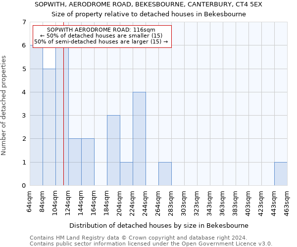 SOPWITH, AERODROME ROAD, BEKESBOURNE, CANTERBURY, CT4 5EX: Size of property relative to detached houses in Bekesbourne