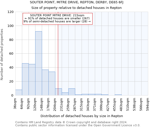 SOUTER POINT, MITRE DRIVE, REPTON, DERBY, DE65 6FJ: Size of property relative to detached houses in Repton