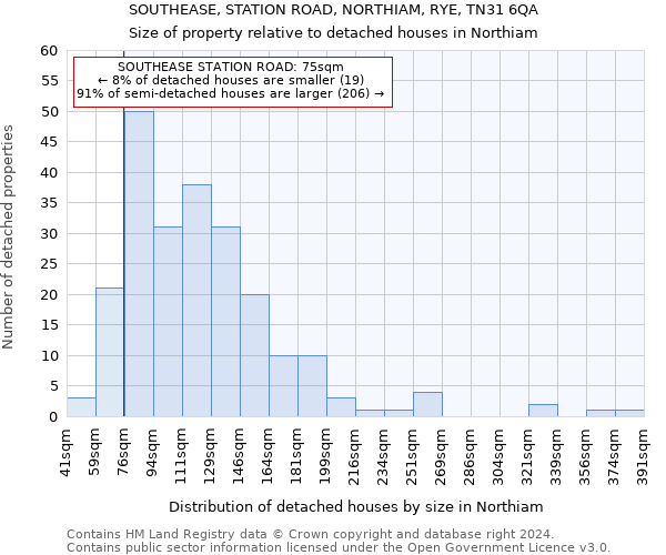 SOUTHEASE, STATION ROAD, NORTHIAM, RYE, TN31 6QA: Size of property relative to detached houses in Northiam