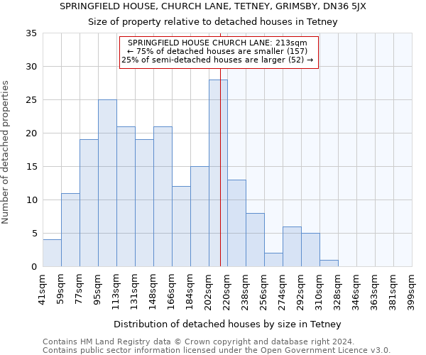 SPRINGFIELD HOUSE, CHURCH LANE, TETNEY, GRIMSBY, DN36 5JX: Size of property relative to detached houses in Tetney
