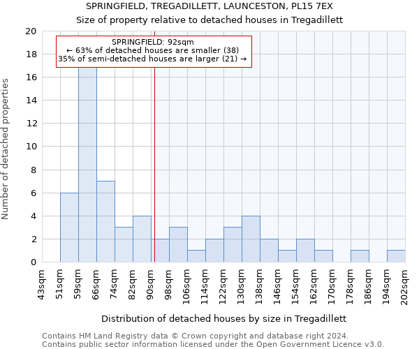 SPRINGFIELD, TREGADILLETT, LAUNCESTON, PL15 7EX: Size of property relative to detached houses in Tregadillett