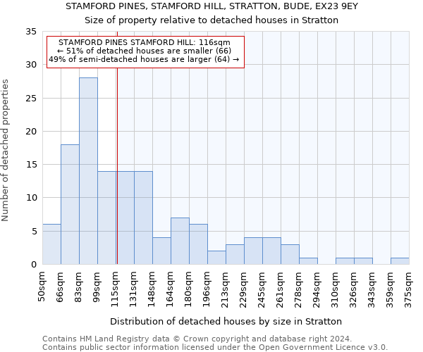 STAMFORD PINES, STAMFORD HILL, STRATTON, BUDE, EX23 9EY: Size of property relative to detached houses in Stratton