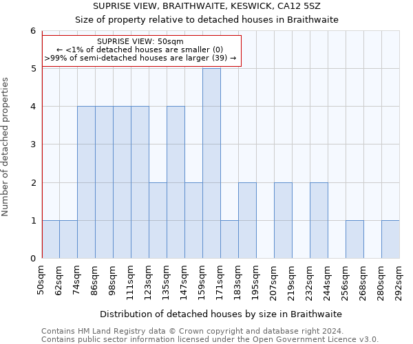 SUPRISE VIEW, BRAITHWAITE, KESWICK, CA12 5SZ: Size of property relative to detached houses in Braithwaite