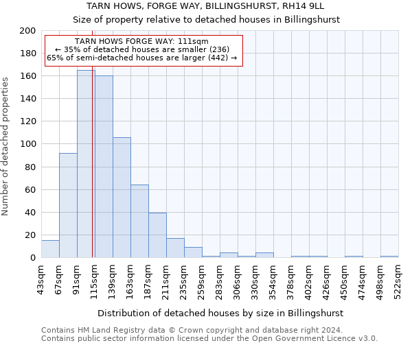 TARN HOWS, FORGE WAY, BILLINGSHURST, RH14 9LL: Size of property relative to detached houses in Billingshurst
