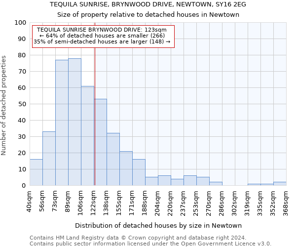 TEQUILA SUNRISE, BRYNWOOD DRIVE, NEWTOWN, SY16 2EG: Size of property relative to detached houses in Newtown