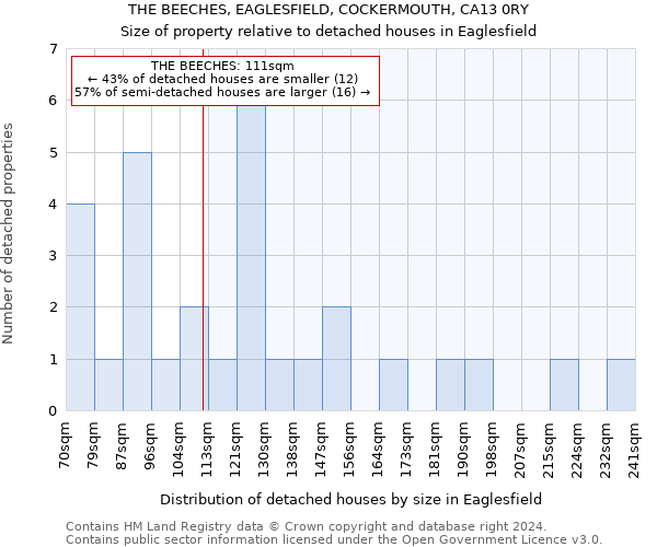 THE BEECHES, EAGLESFIELD, COCKERMOUTH, CA13 0RY: Size of property relative to detached houses in Eaglesfield