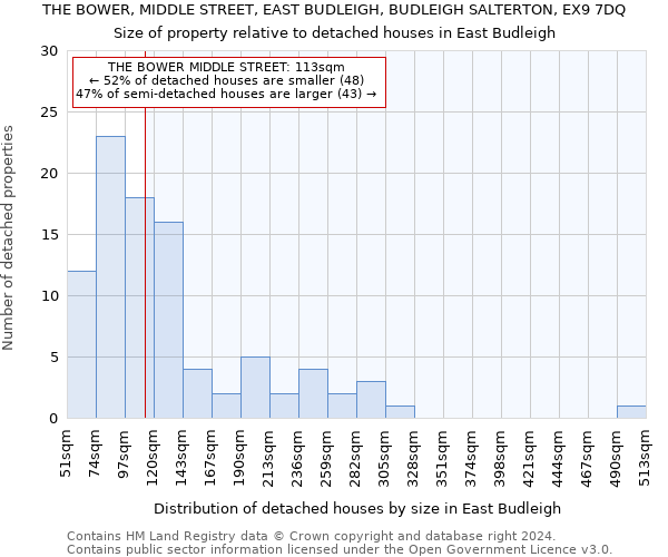 THE BOWER, MIDDLE STREET, EAST BUDLEIGH, BUDLEIGH SALTERTON, EX9 7DQ: Size of property relative to detached houses in East Budleigh