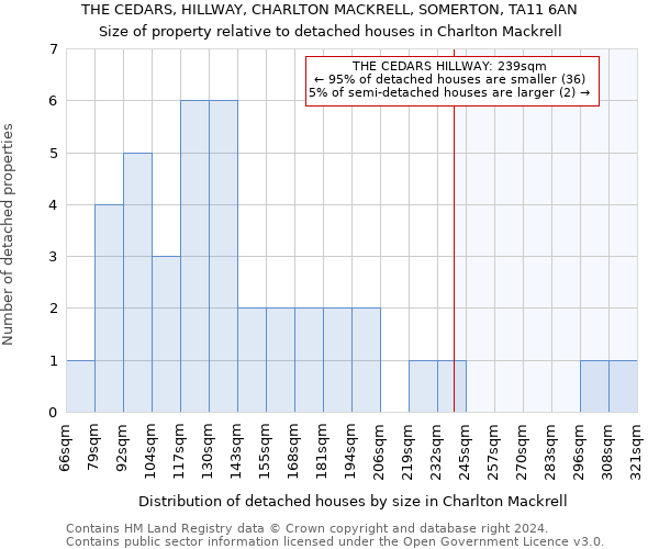 THE CEDARS, HILLWAY, CHARLTON MACKRELL, SOMERTON, TA11 6AN: Size of property relative to detached houses in Charlton Mackrell