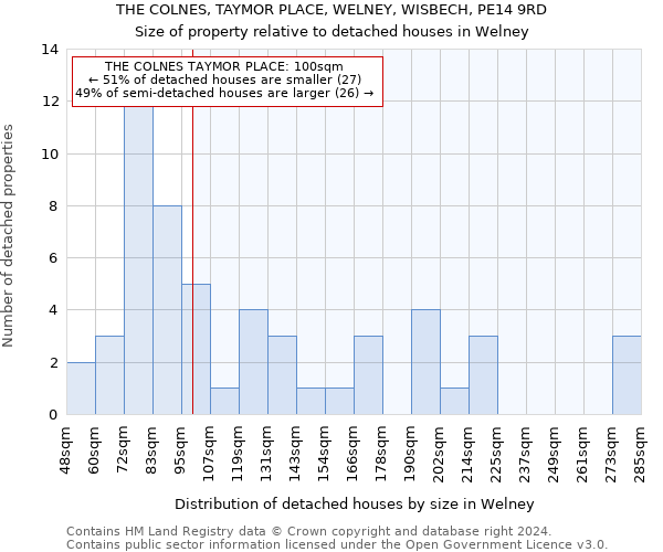 THE COLNES, TAYMOR PLACE, WELNEY, WISBECH, PE14 9RD: Size of property relative to detached houses in Welney