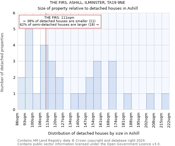 THE FIRS, ASHILL, ILMINSTER, TA19 9NE: Size of property relative to detached houses in Ashill
