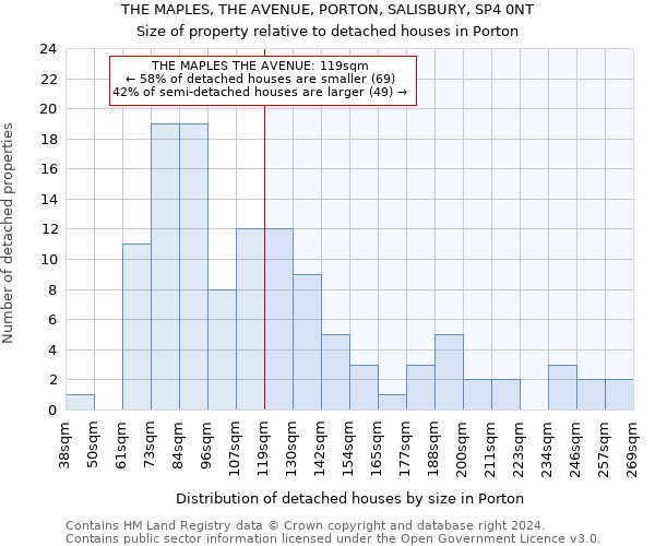 THE MAPLES, THE AVENUE, PORTON, SALISBURY, SP4 0NT: Size of property relative to detached houses in Porton