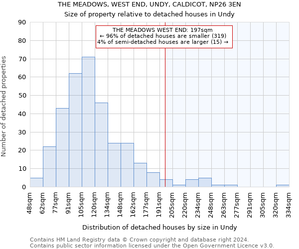 THE MEADOWS, WEST END, UNDY, CALDICOT, NP26 3EN: Size of property relative to detached houses in Undy