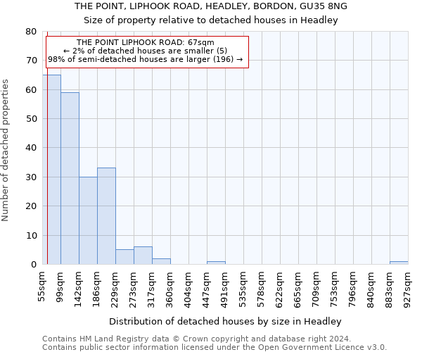 THE POINT, LIPHOOK ROAD, HEADLEY, BORDON, GU35 8NG: Size of property relative to detached houses in Headley