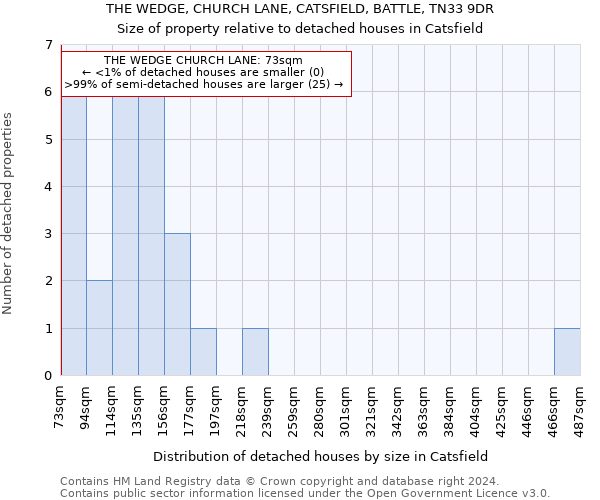 THE WEDGE, CHURCH LANE, CATSFIELD, BATTLE, TN33 9DR: Size of property relative to detached houses in Catsfield