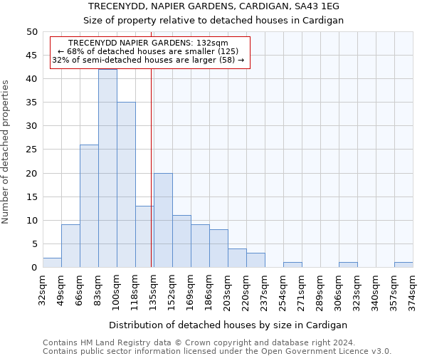 TRECENYDD, NAPIER GARDENS, CARDIGAN, SA43 1EG: Size of property relative to detached houses in Cardigan