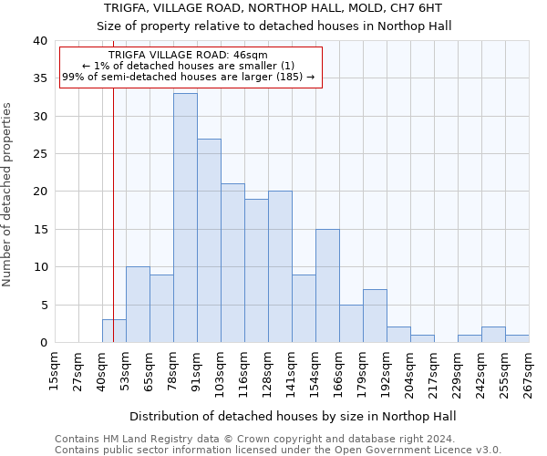 TRIGFA, VILLAGE ROAD, NORTHOP HALL, MOLD, CH7 6HT: Size of property relative to detached houses in Northop Hall