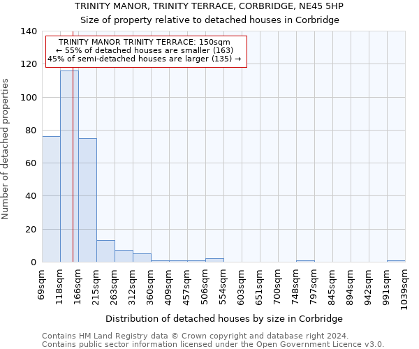TRINITY MANOR, TRINITY TERRACE, CORBRIDGE, NE45 5HP: Size of property relative to detached houses in Corbridge