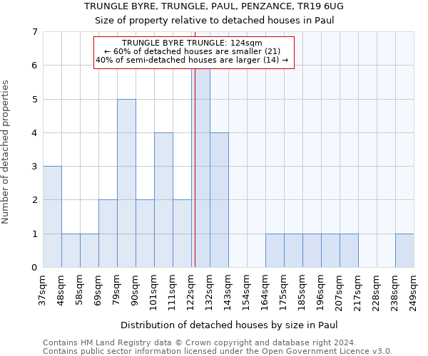 TRUNGLE BYRE, TRUNGLE, PAUL, PENZANCE, TR19 6UG: Size of property relative to detached houses in Paul