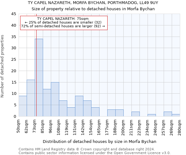 TY CAPEL NAZARETH, MORFA BYCHAN, PORTHMADOG, LL49 9UY: Size of property relative to detached houses in Morfa Bychan