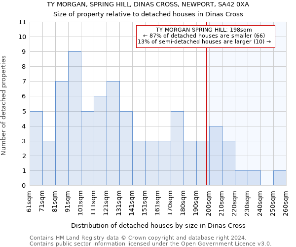TY MORGAN, SPRING HILL, DINAS CROSS, NEWPORT, SA42 0XA: Size of property relative to detached houses in Dinas Cross