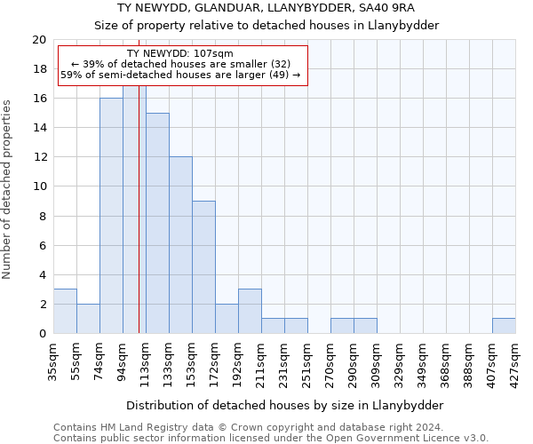 TY NEWYDD, GLANDUAR, LLANYBYDDER, SA40 9RA: Size of property relative to detached houses in Llanybydder
