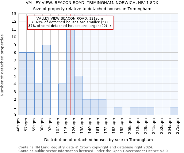 VALLEY VIEW, BEACON ROAD, TRIMINGHAM, NORWICH, NR11 8DX: Size of property relative to detached houses in Trimingham