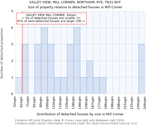 VALLEY VIEW, MILL CORNER, NORTHIAM, RYE, TN31 6HT: Size of property relative to detached houses in Mill Corner