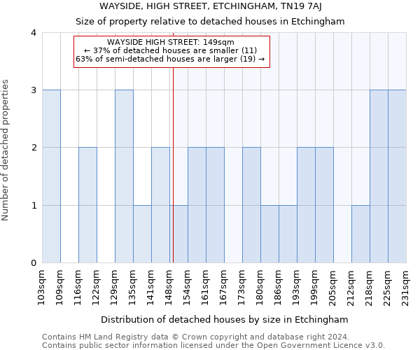 WAYSIDE, HIGH STREET, ETCHINGHAM, TN19 7AJ: Size of property relative to detached houses in Etchingham