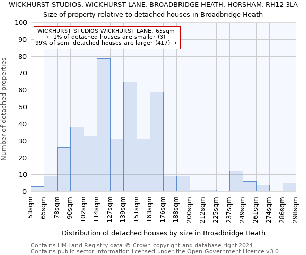 WICKHURST STUDIOS, WICKHURST LANE, BROADBRIDGE HEATH, HORSHAM, RH12 3LA: Size of property relative to detached houses in Broadbridge Heath