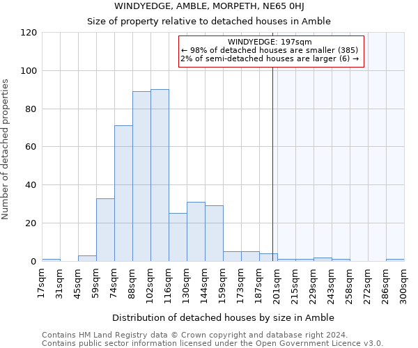 WINDYEDGE, AMBLE, MORPETH, NE65 0HJ: Size of property relative to detached houses in Amble
