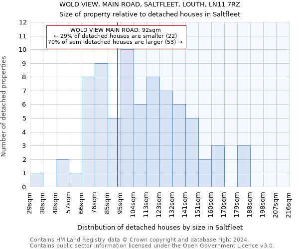 WOLD VIEW, MAIN ROAD, SALTFLEET, LOUTH, LN11 7RZ: Size of property relative to detached houses in Saltfleet